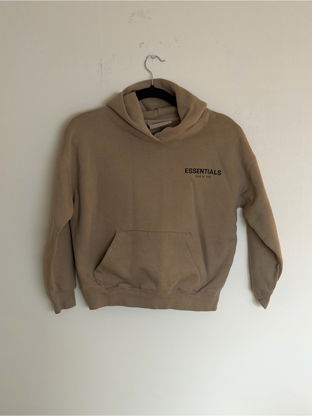 Essentials Kids Taupe Pullover Hoodie with Minimal Logo & Shorts